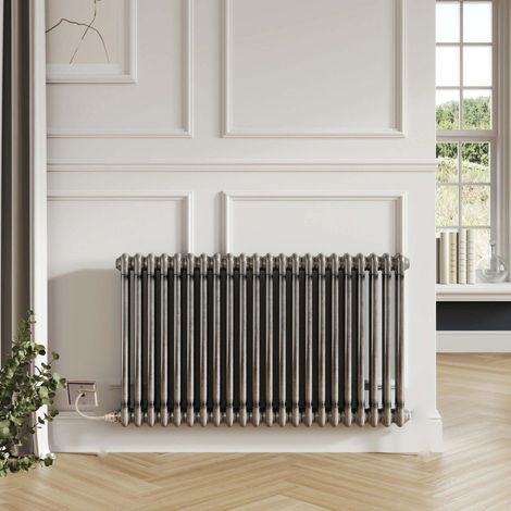 2 Column Raw Metal Horizontal Column Radiator 600mm High 1164mm Wide
