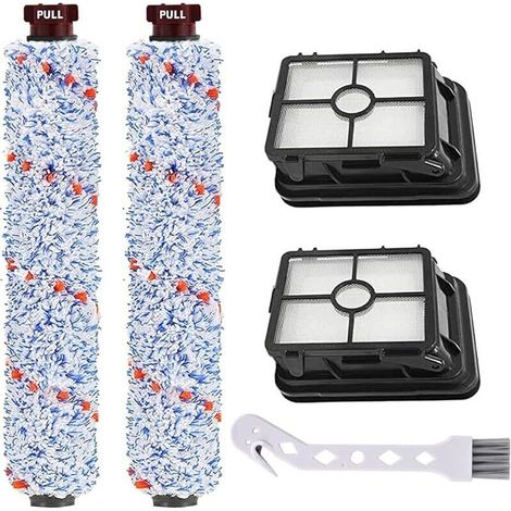 Accessoires pour Bissell Crosswave 3 en 1 Lot de 2 filtres de rechange et 2 rouleaux multi-surfaces pour aspirateur Bissell CrossWave 1866 1785 2052 1713 2225N