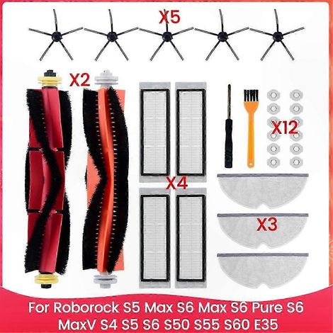 Kit d'accessoires de rechange pour aspirateurs Roborock S5 Max, S6 Max, S6 Pure, S6 MaxV, S4, S5, S6, S50, S55, S60 et E35 (1/5)