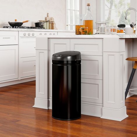 Cubo de basura de 42 litros con sensor de movimiento y cierre suave, de acero inoxidable, sin contacto, para cocinas higiénicas.