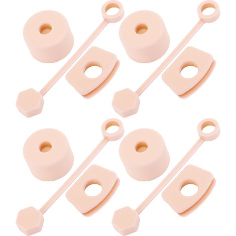 4-teiliges Set auslaufsicherer Silikon-Becherverschlüsse, quadratische und runde Deckel mit Strohhalmkappen, pinkfarbenes Zubehör für Trinkbecher (1/5)