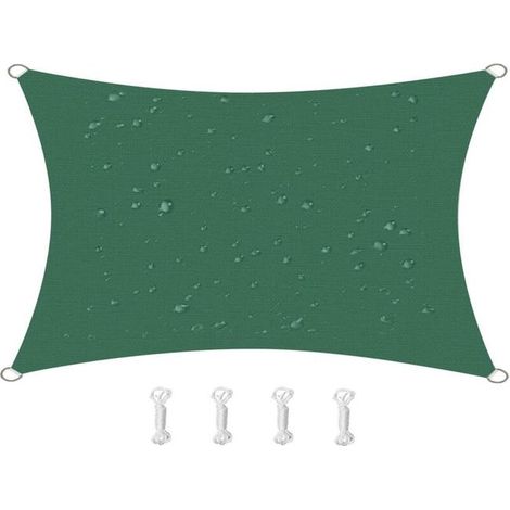 2m×2m Waterproof Sun Shade Sail, 95% UV Block, Oxford Fabric, for Patio, Balcony, Garden, Party & Outdoor Activities (Dark Green) (1/5)