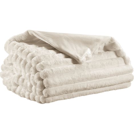 VIVARAISE - Plaid Vivaraise Alice - Fausse fourrure en polyester, blanc neige, 130 x 160 cm