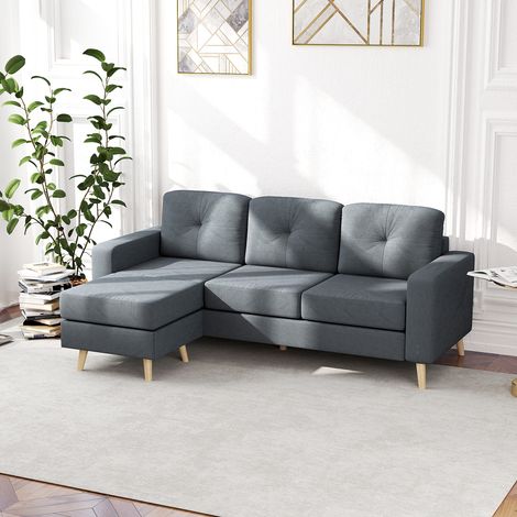 3-Seater Straight Sofa, Scandinavian, Anthracite Grey (1/5)