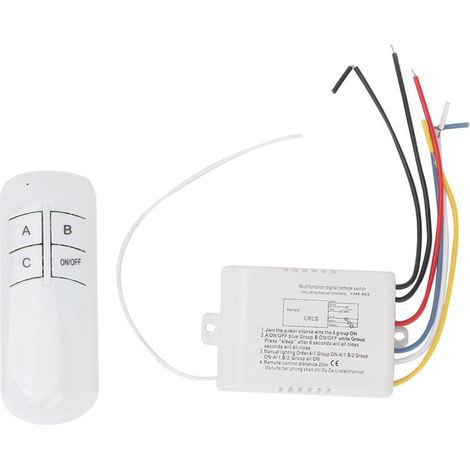 Télécommande Sans Fil Interrupteur 3 Façons On/Off Digital Sans Fil Mur Récepteur Émetteur Commutateur De Contrôle à Distance Lumière Lampe Contrleur Récepteur Metteur Télécommande Sans Fil Commutateu (1/4)