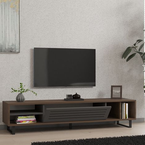 TV-Schrank Sovico, ein Regal, eine Tür, 5 Fächer, 160x40x35h cm Anthrazitschwarz (1/5)