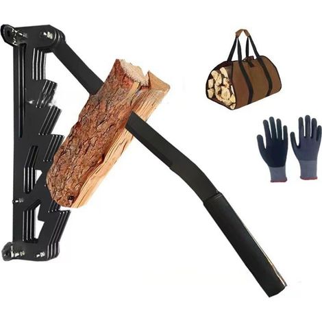 Manueller Holzspalter, Wand-Holzspalter, Holzspaltmesser mit langem Griff, schwarz