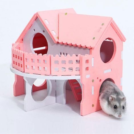 Nid en bois à deux étages pour cobayes, rats et hamsters, villa, cage pour petits animaux, jouet (1/2)