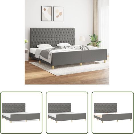 vidaXL Cadre de lit - Cadre de lit sans matelas avec tête de lit 200x200 cm tissu (1/5)