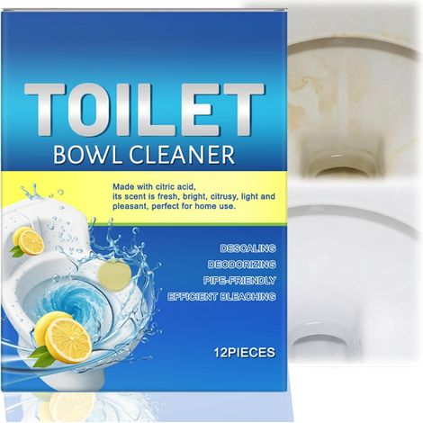 12 Pieces Anti-Limescale Tablets for Toilet,Pastilles Détartantes Toilette Ultra Fort, Nettoyant Toilette Efficace, Action Anti-Calcaire et Anti-Dépot (1/5)