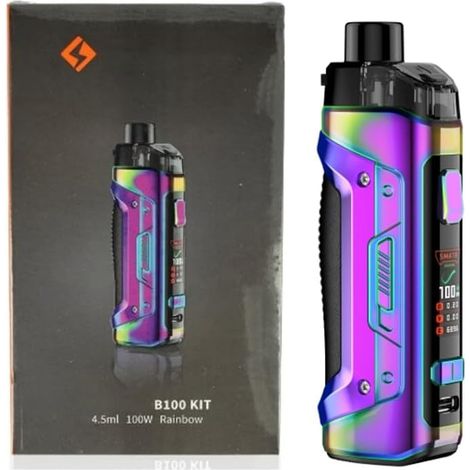 For Kit 100W Box 4,5 ml Cartouche vide Pod résistances 0,15 Ω + 0,4 Ω Écran de 0,96'' A-Lock Batterie 18650 non fournie Boost Pro 2 Arc-en-ciel No Nicotine (1/5)