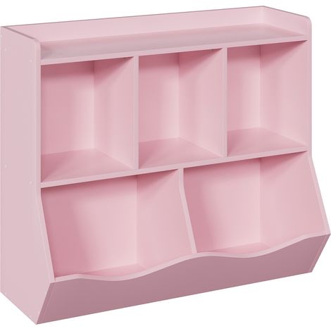 Bibliothèque enfant 2 ou 3 étages + bacs – Rangement jouets & livres – Anti-basculement – Meuble évolutif MDF, Rose (1/5)