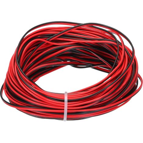 Fil Parallèle en PVC à 2 Conducteurs de Calibre 26, Longueur 49,2Ft, Diamètre 0,06", Rouge et Noir, Fil Flexible de Calibre 26 AWG, Cordon D'Extension 300V pour Câble LED RVB (1/5)