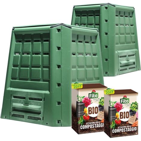 Multipack 2 compostiere ecobox fast 380 lt + 2 confezioni di attivatore compostaggio kg 4