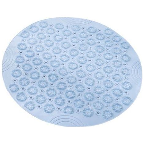 PVC Tapis de Bain de Massage Rond Tapis Douche Antidérapant Tapis de Salle de Bain Tapis de Douche Lavable en Machine Tapis de Baignoire avec Trous de Drainage et Ventouses,30x30cm,Bleu (1/5)