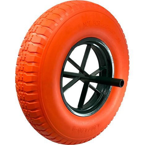 KELI - Roue Increvable Orange, Diamètre 400mm, Axe 20mm, Charge max. 250KG (550 lbs), Ultra Résistante, Idéal pour Brouette (1/4)