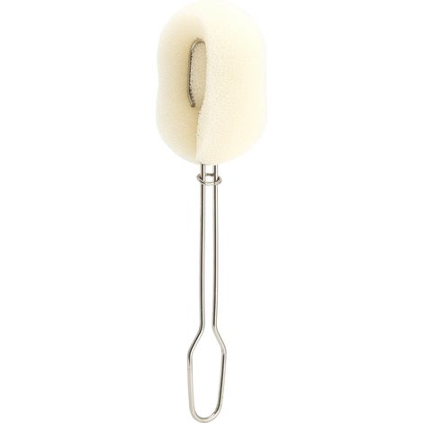 Brosse de nettoyage pour biberon avec tête en éponge remplaçable et manche long, idéale pour les biberons de bébé.