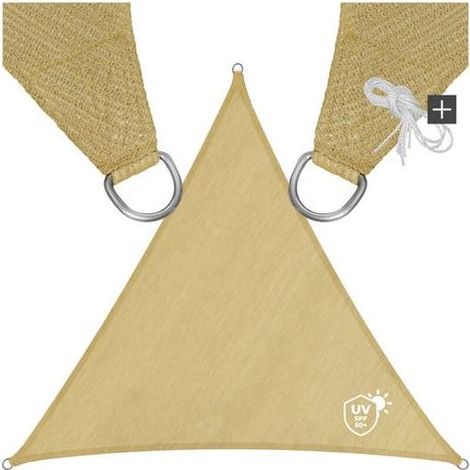 Voile d'ombrage triangulaire, tissu Oxford, jaune sable, 2M×2M×2M (1/5)