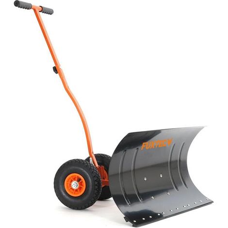 FUXTEC Schneeschaufel auf Rädern FX-SS740, höhenverstellbar - Komfortables Schneeräumen, rückenschonender Schneeschieber, Schneeschild 75 cm Arbeitsbreite-Höhe 42 cm, platzsparend da zusammenklappbar (1/5)