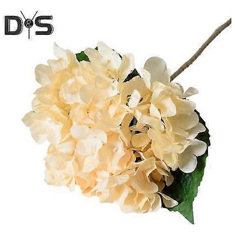 Hortensia artificiel avec tige à feuilles vertes, fleur artificielle réaliste, centre de table pour mariage, maison ou bureau, composition florale. Branche de fleurs artificielles.Champagne (1/5)