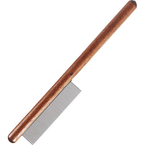 Peigne en bois massif pour chat, peigne à dents fines et longues aiguilles en métal, peigne de toilettage à une rangée avec manche en bois pour chiens et chats (1/5)