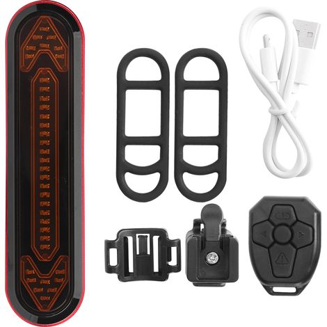 Feu arrière vélo BK600 LED rechargeable USB, télécommande sans fil, clignotant sécurité vélo, côté rouge (1/5)
