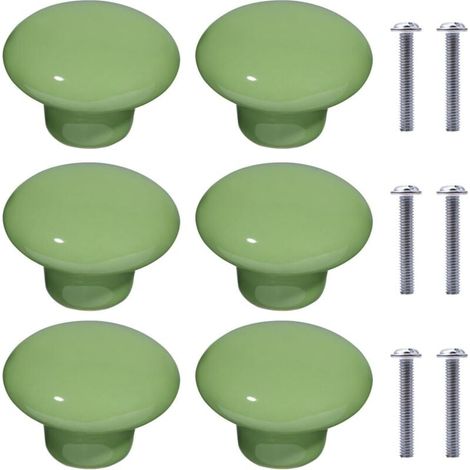 pomelli per mobili in ceramica, rotondi, per cassetti, armadietti, cucina, biblioteca (verde) (1/4)