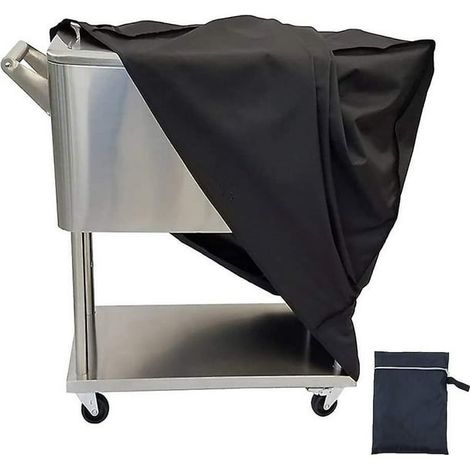 Couvercle de Glacière Roulante 80 Pint, Housse de Protection Extérieur pour Piscine et Jardin, Résistant aux Intempéries, Noir, avec Poignées Renforcées (1/3)