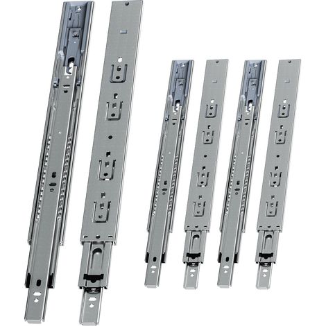 Randaco 3 Paar Schubladenschienen 400 mm Vollauszug, 3-teilig, Softclose mit Selbsteinzug, 45 kg Tragkraft, Schubladenauszug aus Stahl (1/5)