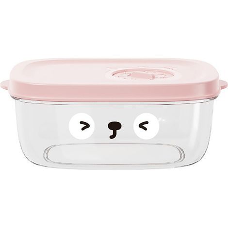 Boîtes de Conservation Alimentaire avec Couvercles, Résistantes au Micro-ondes et Congélation, Design Cartoon, Couleur Beige (1/5)