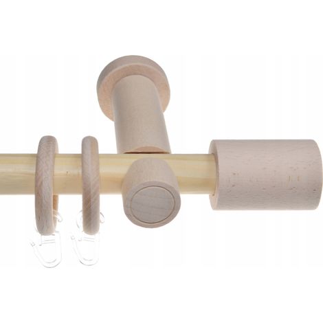 Barra de cortina individual de madera, estilo moderno, 120 cm, cilíndrica Fi20 (1/5)