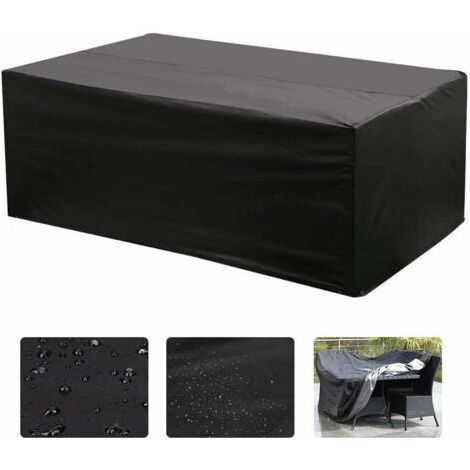 Rechteckige Oxford-Tischdecke für Gartenmöbel, UV-Schutz (Schwarz), 94 x 70 x 170 cm (1/5)