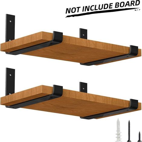 Support Étagère Murale Triangulaire Noir 20x15cm 4 Pièces Acier 0.38cm Lèvre Anti-glissement avec Vis Chevilles pour Bibliothèque (1/5)