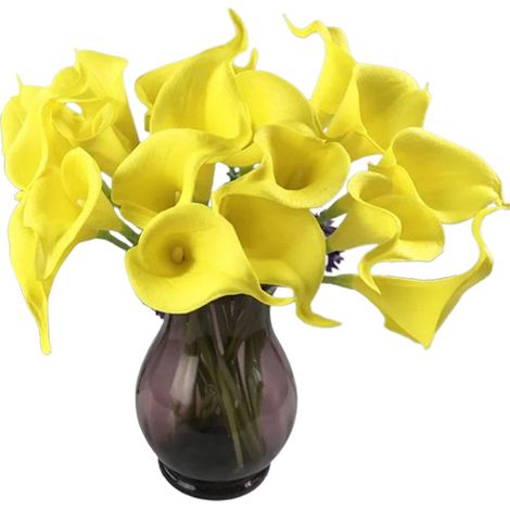 Fleur Artificielle Calla Lily - Tige Flexible en Fil Métallique Enrobé de Plastique - Décoration Mariage Fête Intérieur Extérieur - Lot de 10 Pièces (1/5)