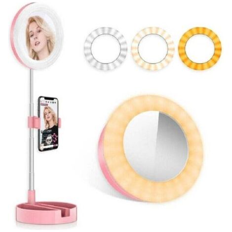 Anello Luminoso Specchio Led Telescopico Con Supporto Cellulare Selfie 3 Luci - (1/4)