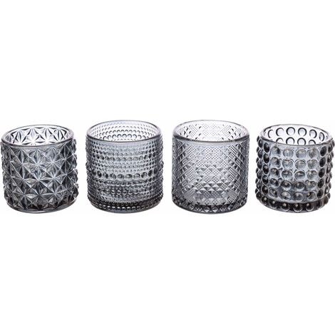 ARPIMEX Vasetti Vetro Portacandele D 7 Cm H 6,8 Cm Grigio Mix 4 Pz
