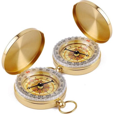 Brújula multifuncional con tapa, punta de latón, para navegación, portátil, estilo vintage, para uso en exteriores, viajes y senderismo. (1/5)