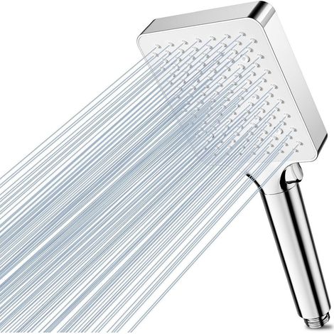 Pommeau de douche carré 6 jets, haute pression, économie d'eau, réglage une main (1/5)