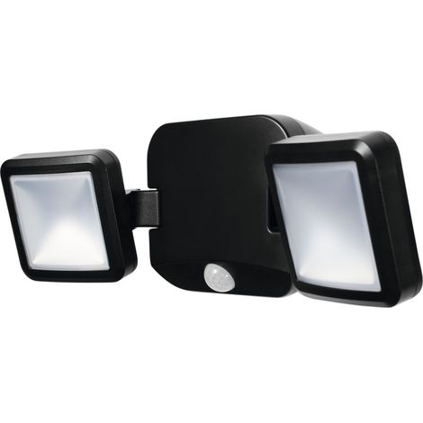 OSRAM Spot à batterie OSRAM, éclairage extérieur, noir, 10W, 4000K, IP54, capteur de lumière et de mouvement, fonctionne sur batterie, installation facile, 480 lm