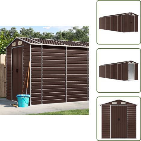 Gerätehaus Braun 191x725x198 cm Verzinkter Stahl - Geräteschuppen - Gartenhaus - Werkzeuglager - Outdoor-Lagerraum - Braunes Gartenhaus (1/5)