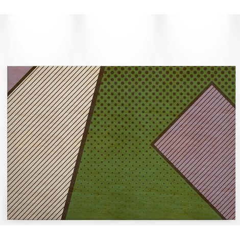 Tableau inspiration pop art violet vert & beige | Tableau géométrique sur toile idéal salon | Tableau moderne pour bureau 0,9 x 0,6 m (1/5)