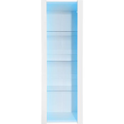 Vitrina blanca brillante con LED, 3 estantes de vidrio, 55 x 38 x 166 cm (1/5)