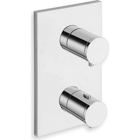 Cristina Ondyna – Façade thermostatique douche encastrée TRIVERDE chromé 2 sorties – Plaque laiton 120x200mm – Garantie 8 ans