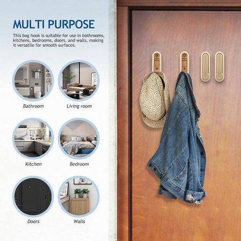 Ganci da parete pieghevoli in 2 pezzi, gancio da parete in alluminio, gancio pieghevole a 90 gradi, ganci appendiabiti invisibili per ufficio, cucina, camera da letto, bagno (1/4)