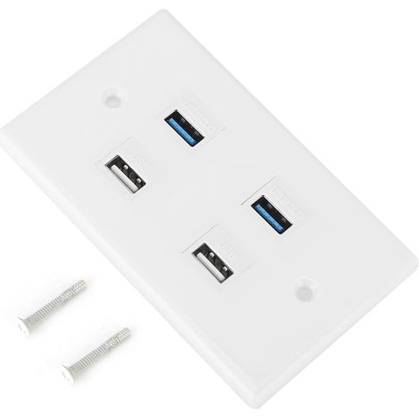 Toivize Placca a muro in ABS con 4 porte USB 2.0/3.0, compatta, 11,5x7 cm, ideale per uffici e hotel. Design elegante e pratico, facile installazione. (1/5)