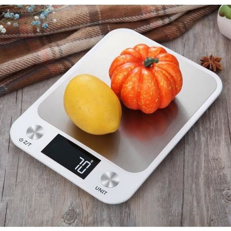 Balance de Cuisine Numérique Balance Alimentaire Électronique, Affichage LCD, 5kg Maximum,blanc (1/4)