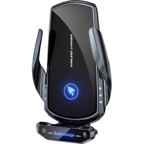 15W Qi Chargeur Voiture À Induction,Chargeur sans Fil Voiture Rapide Serrage Automatique Porte Clip De Sortie d'air Support Voiture pour iPhone Samsung,136mm82mm48mm (1/5)