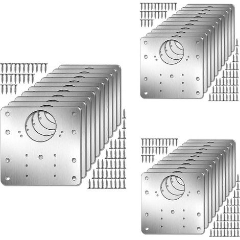 Set bestehend aus 30 Reparaturplatten für Küchenschrankscharniere, Montageplatten mit Löchern und flachen Befestigungswinkeln. (1/5)