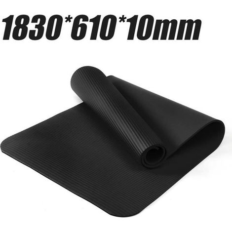 TEMPSA - Tapis de yoga gymnastique - 1830x610x10mm - anti glissant - noir (1/4)