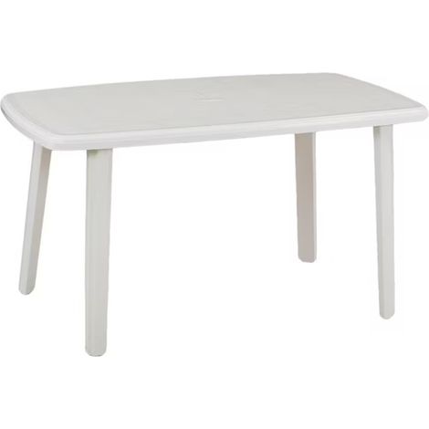 TRADE SHOP - Tavolo Esterno Bianco 140x90cm Plastica Resistente Per Patio Giardino Terrazza 002398 - (1/3)